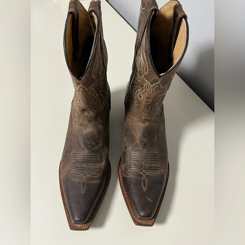 Shyanne Womens Sz 8.5M Western Cowgirl Cowboy Boots Snip Toe Brown Leather - Picture 8 of 16